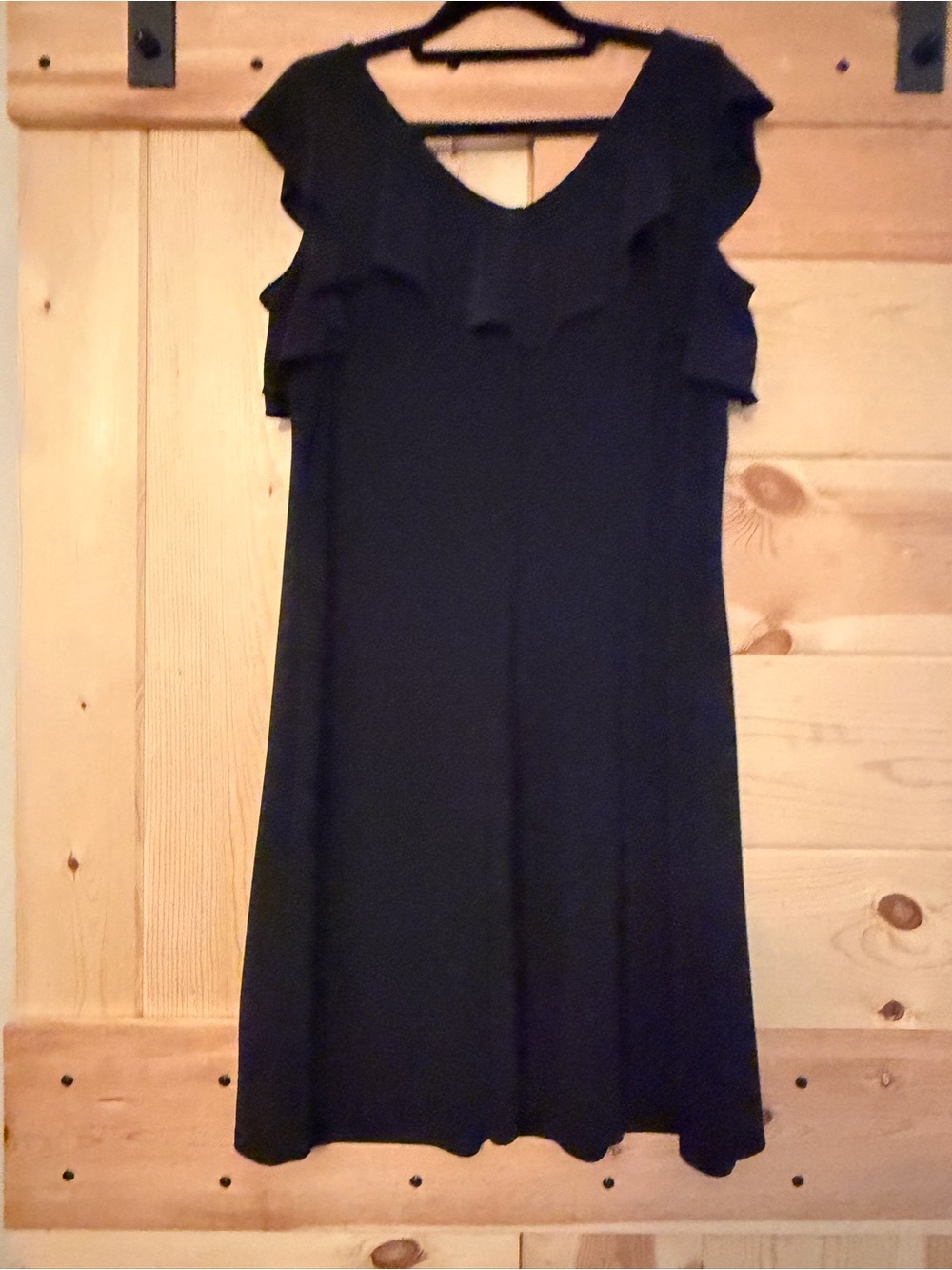 Roz & Ali Black Ruffle Sleeve Mini Dress (29) - Picture 2 of 4
